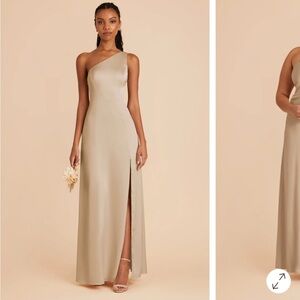 Birdy Grey One-Shoulder Neutral Champagne Dress